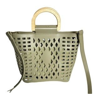 Joy Susan Olive Tote with wooden Handle